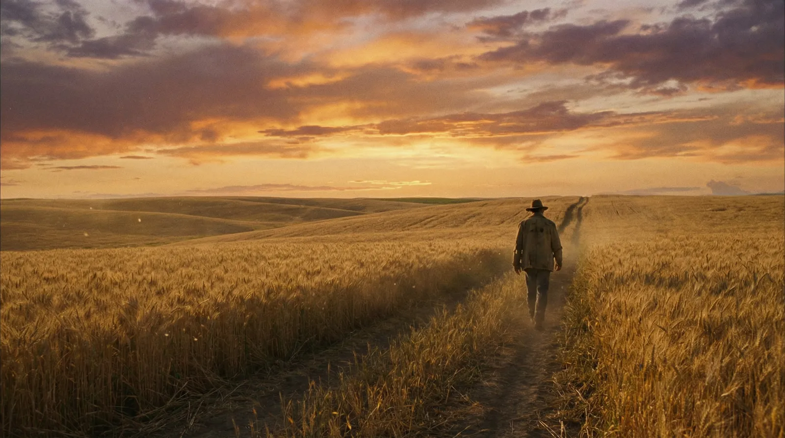 独立电影剧照 - 广袤田野中的孤独身影，象征独立精神